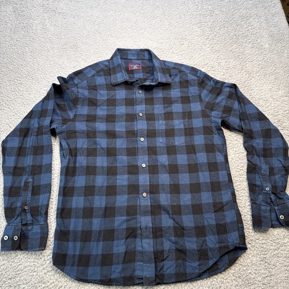 UNTUCKit Flannel Shirt Mens Large Slim Barrelstone Black Plaid Button Up